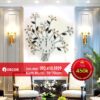 Đồng hồ trang trí nhành lan ngũ sắc