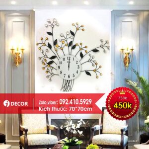 Đồng hồ trang trí nhành lan ngũ sắc